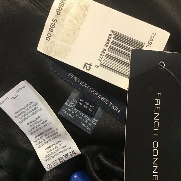 French Connection Black Satin Bow Dress 12 NWT! - Picture 7 of 8